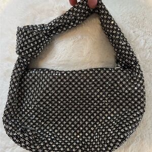 Madison West Black and Silver Crystal Shoulder Bag